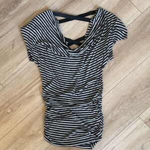Chic Striped Black and Gray Women's Top